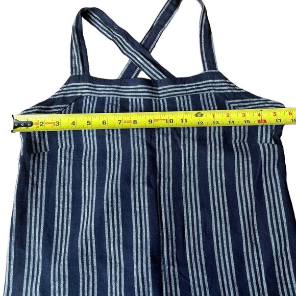 Loft 2 Piece Linen Jumpsuit Pinstriped Navy and White Womens Size 4P NWT - Picture 15 of 15